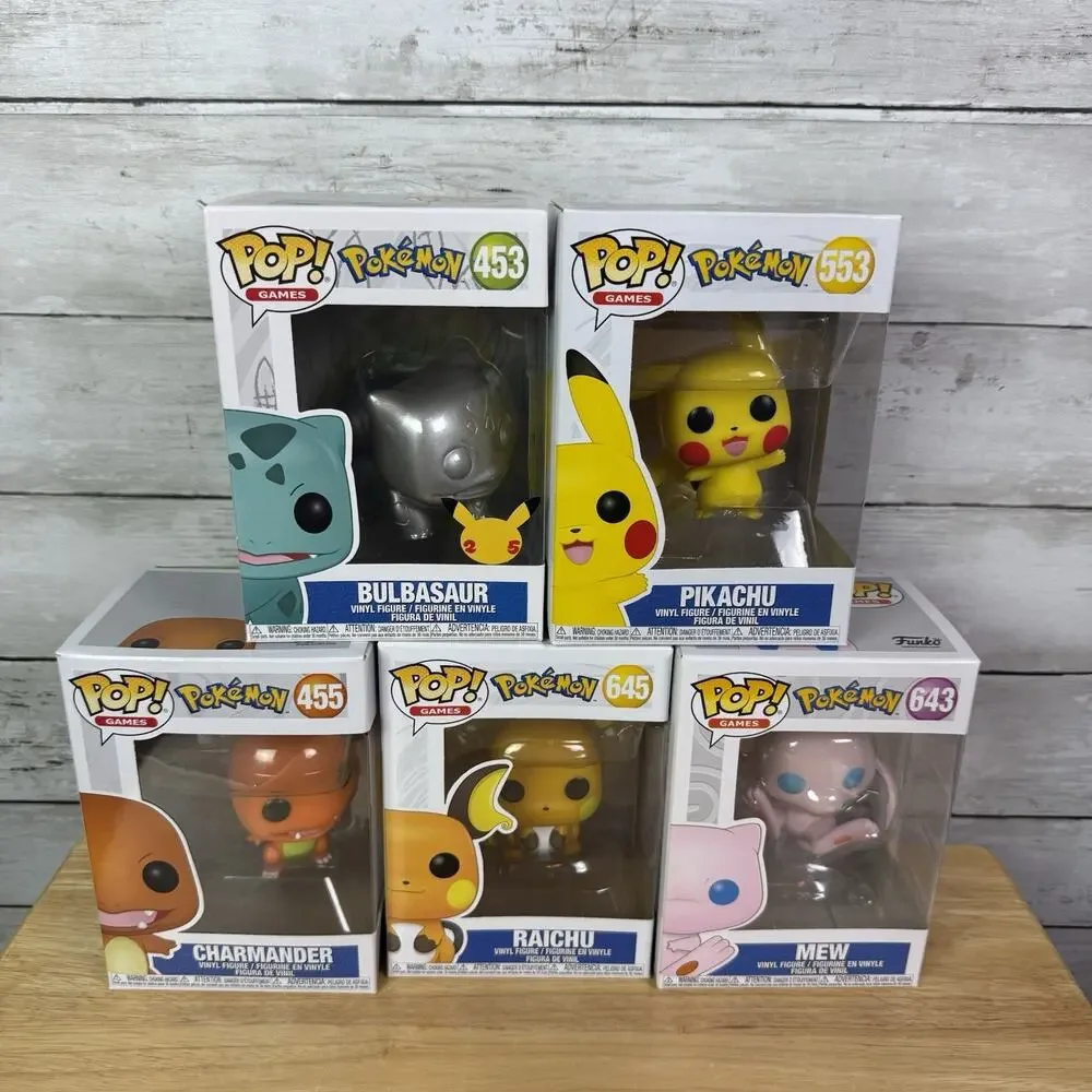 pokemon funko pop lot of 5charmander pikachu bulbasaur Raichu Meh